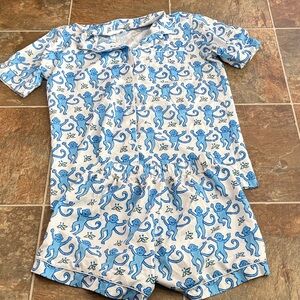 Blue Monkey Print Kids Pajamas